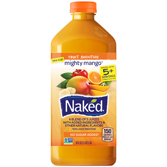 Naked Juice 100% Juice Fruit Smoothie, Mighty Mango, Plastic Bottle