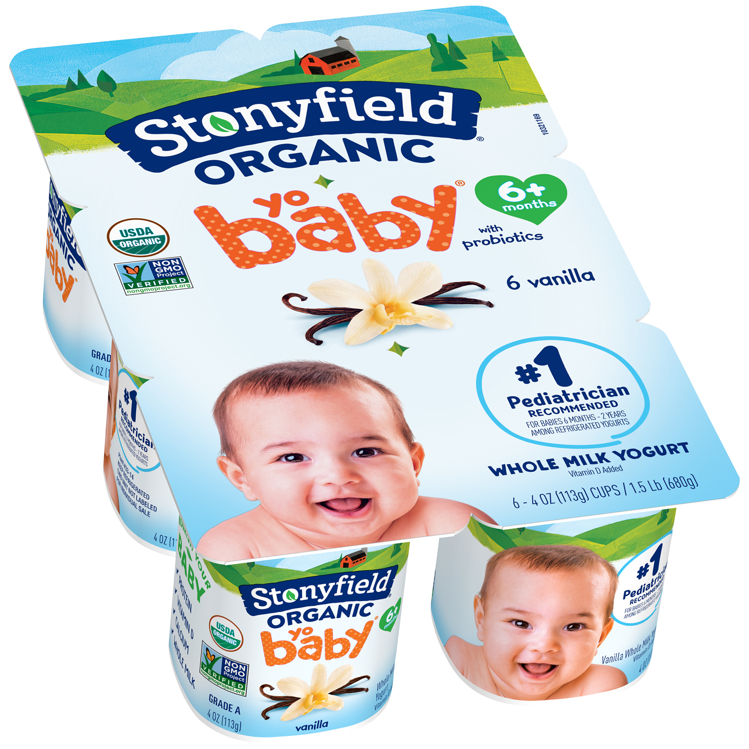 Stonyfield Organic YoBaby Whole Milk Yogurt Cups, Vanilla