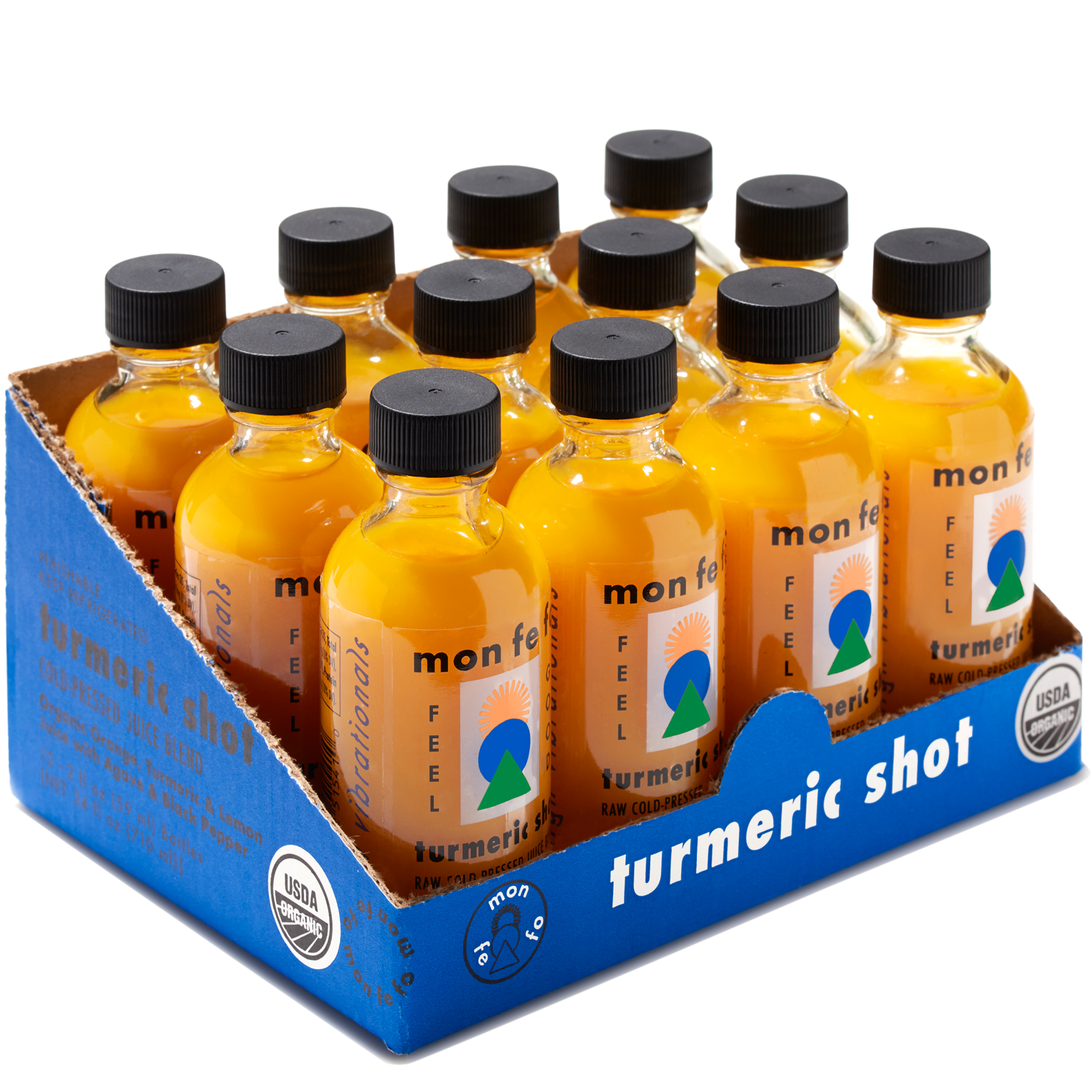 Monfefo Organic Turmeric Shot, Glass Bottles 