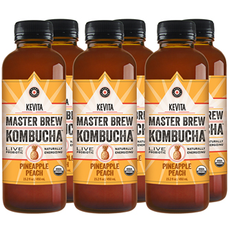 KeVita Master Brew Kombucha, Pineapple Peach, Glass Bottles