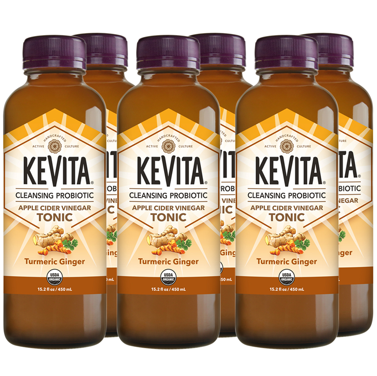 KeVita Cleansing Probiotic Apple Cider Vinegar Tonic, Turmeric Ginger, Glass Bottles