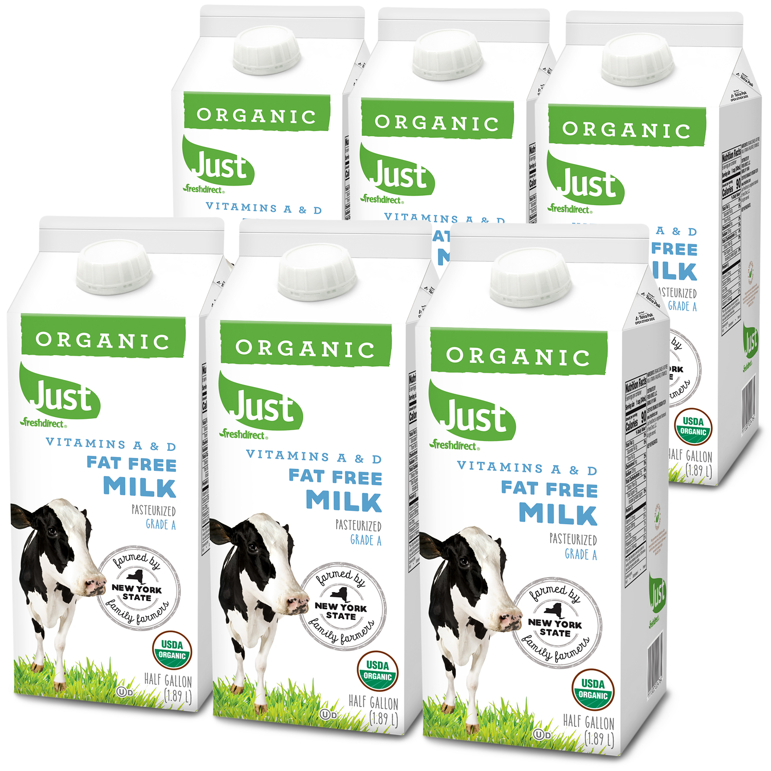 Just FreshDirect Organic Fat Free Milk, Cartons