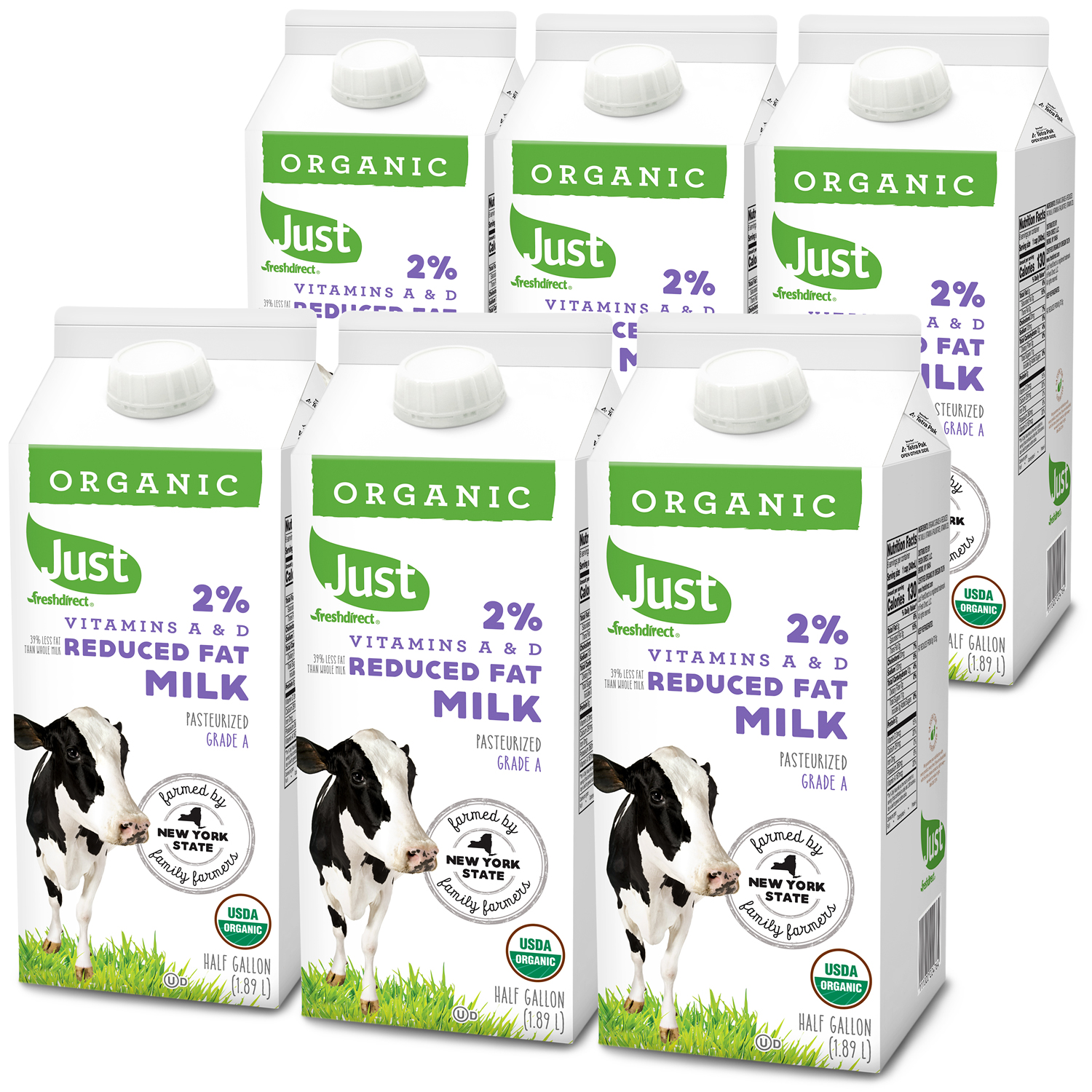 Just FreshDirect Organic 2% Reduced Fat Milk, Cartons, image 1 of 2 slides