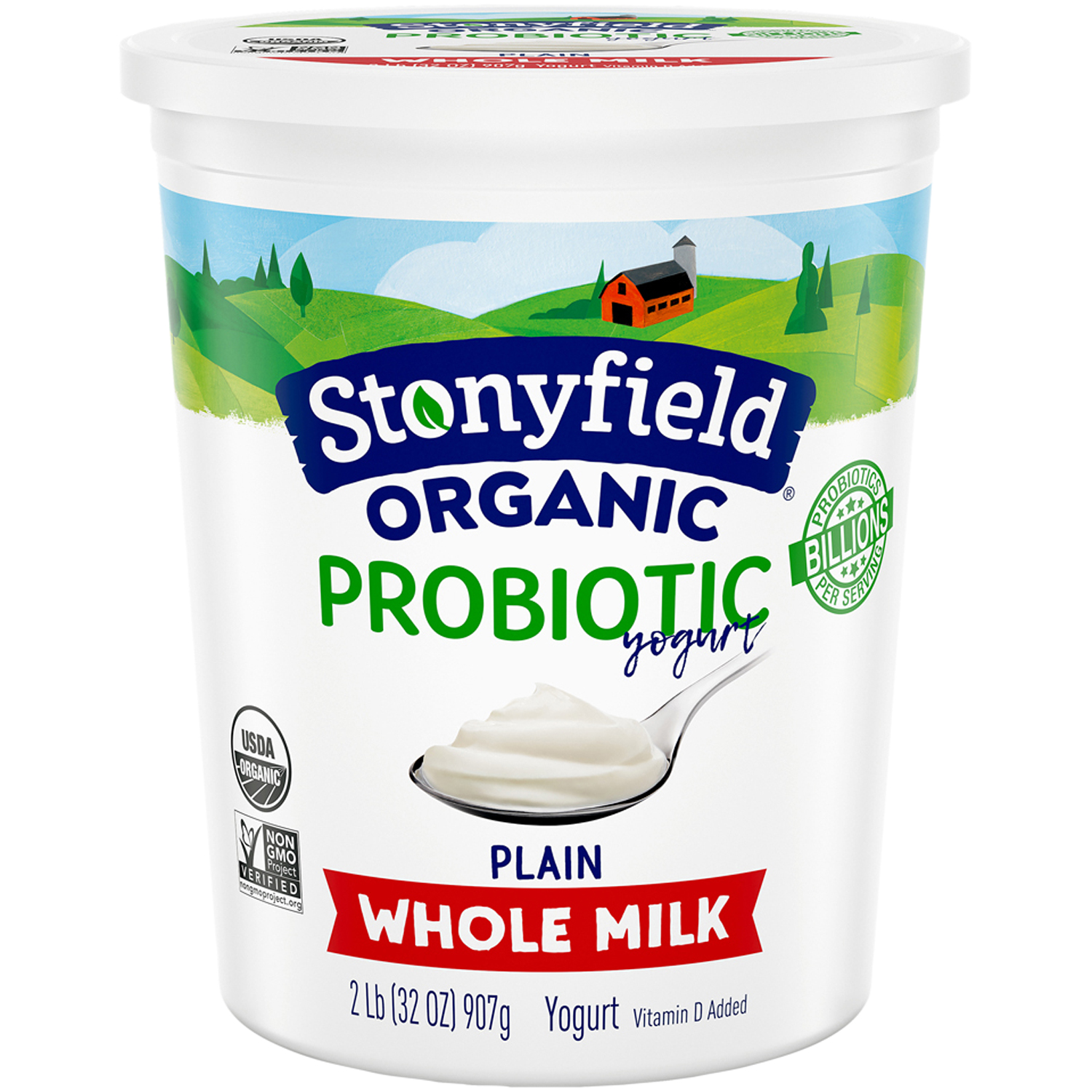 Stonyfield Organic Smooth and Creamy Probiotic Whole Milk Yogurt, Plain