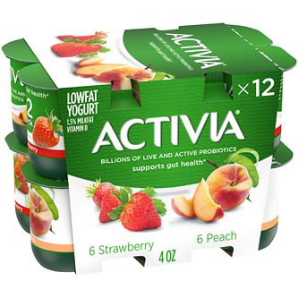 Dannon Activia Lowfat Yogurt, Peach and Strawberry
