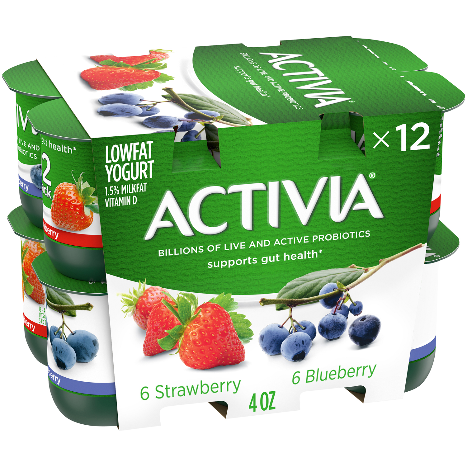 Dannon Activia Lowfat Yogurt, Strawberry and Blueberry