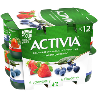 Dannon Activia Lowfat Yogurt, Strawberry and Blueberry