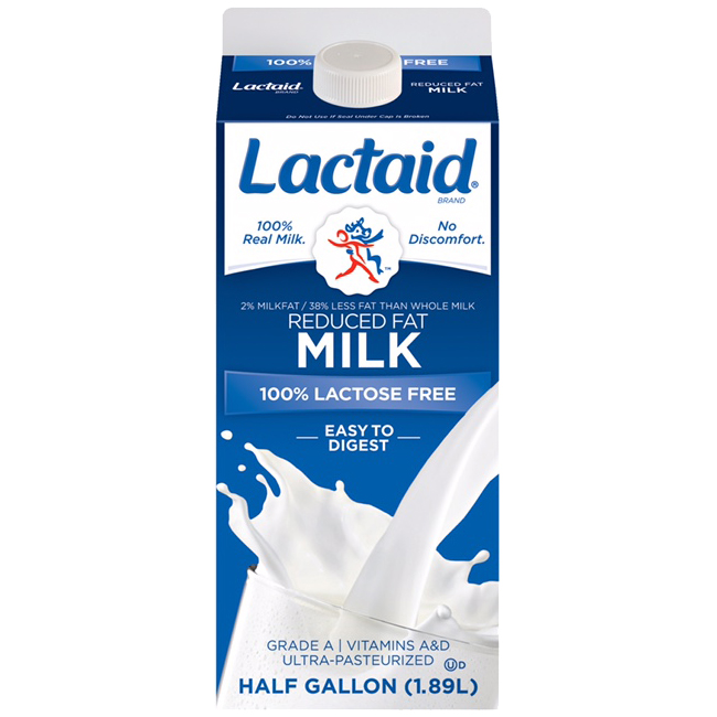 Lactaid 100% Lactose-Free 2% Reduced Fat Milk, Carton
