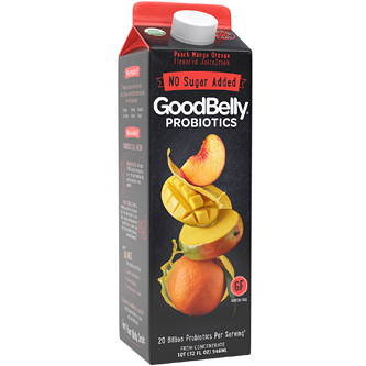 GoodBelly Probiotics Organic No Sugar Added Juice Drink, Peach Mango Orange, Carton