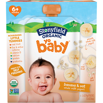 Stonyfield Organic YoBaby Whole Milk Yogurt Pouches, Banana & Oat
