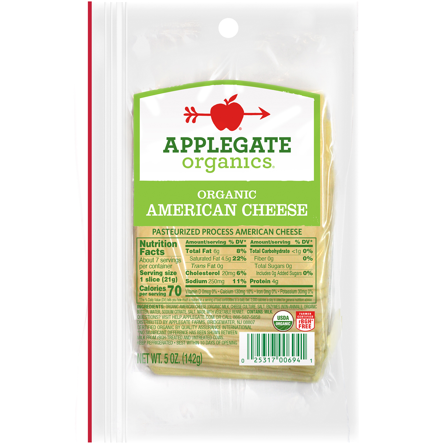 Applegate Organics American Cheese