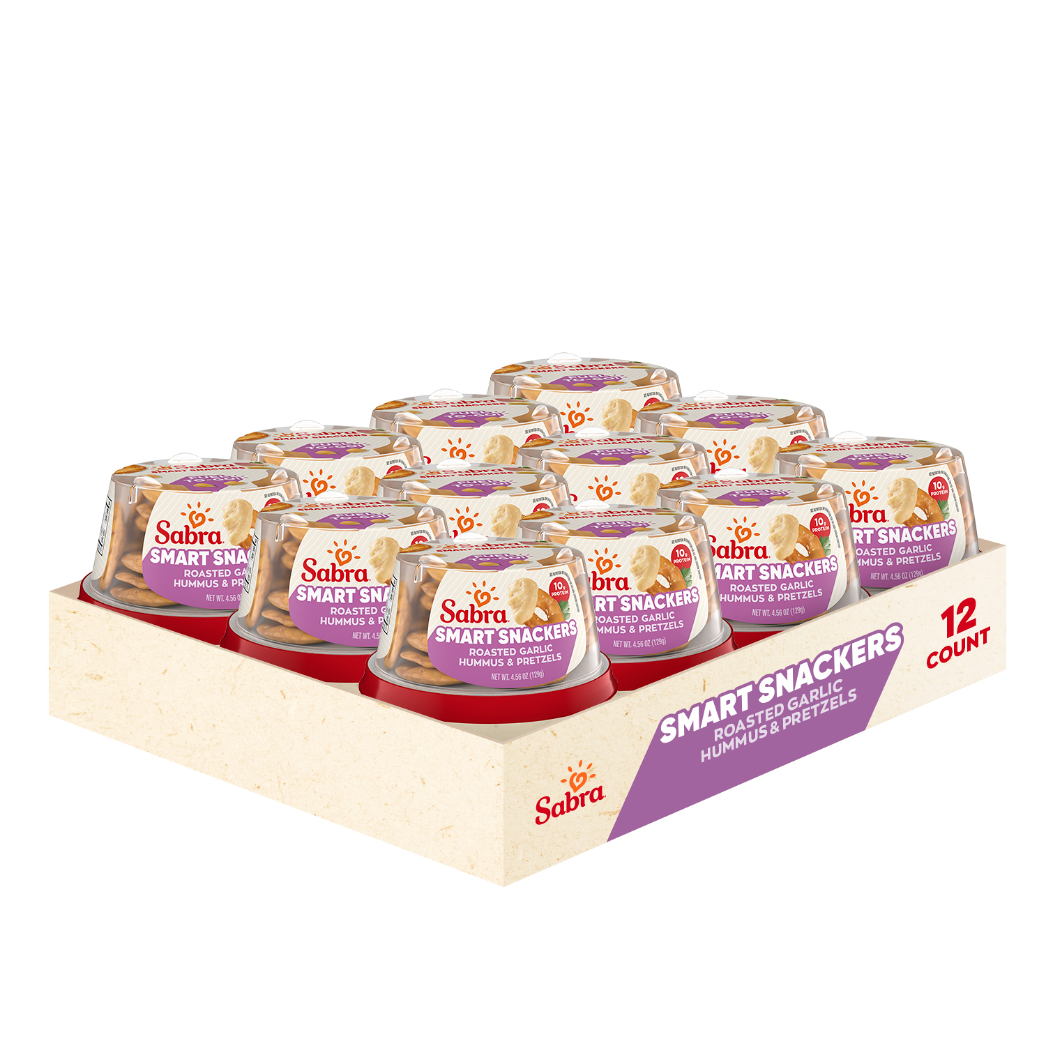 Sabra To Go Hummus, Roasted Garlic and Pretzel Chips, Case