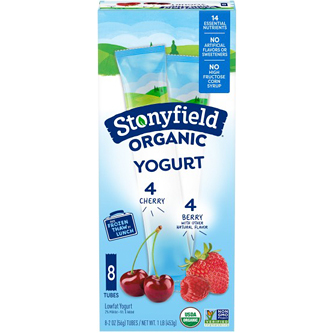 Stonyfield Organic Kids Lowfat Yogurt Tubes, Cherry and Berry
