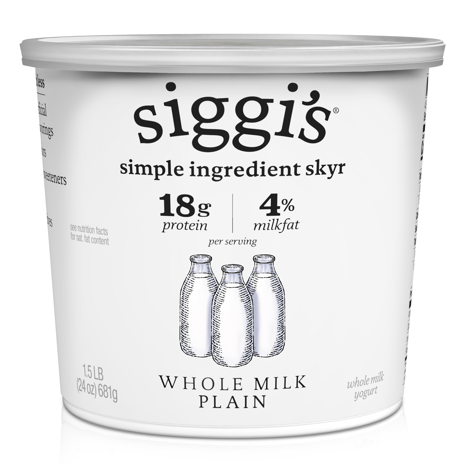 Siggi's Skyr Icelandic-Style Strained 4% Whole Milk Yogurt, Plain