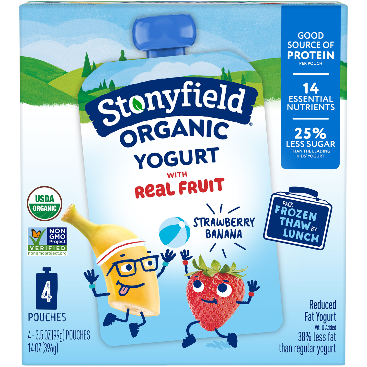 Stonyfield Organic Kids Lowfat Yogurt Pouches, Strawberry Banana