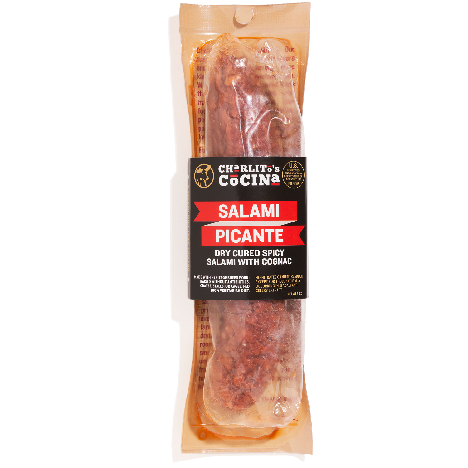 Charlito's Cocina Dry Cured Spicy Salami, Salami Picante  