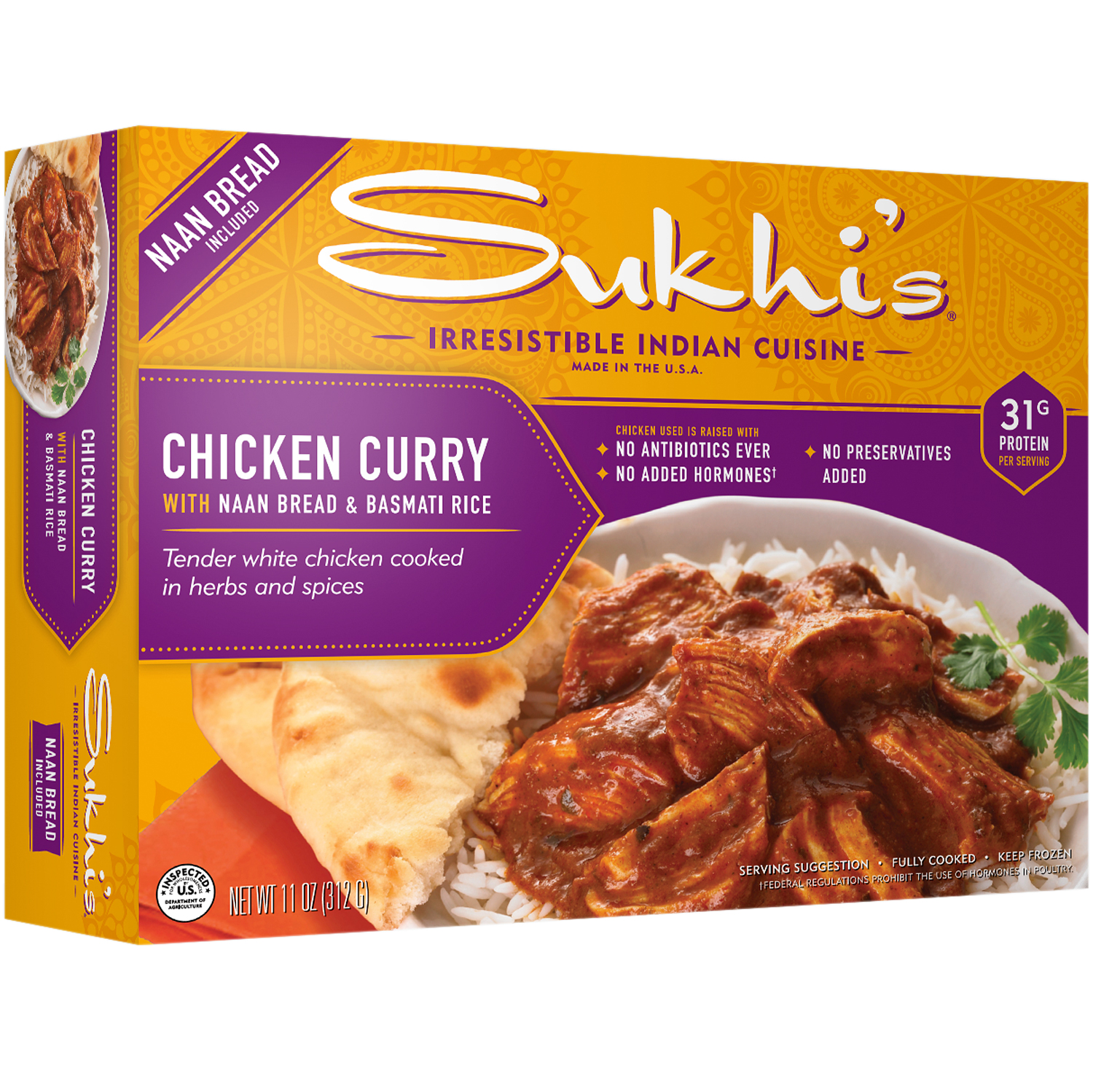 Sukhi's Chicken Curry with Naan Bread and Basmati Rice