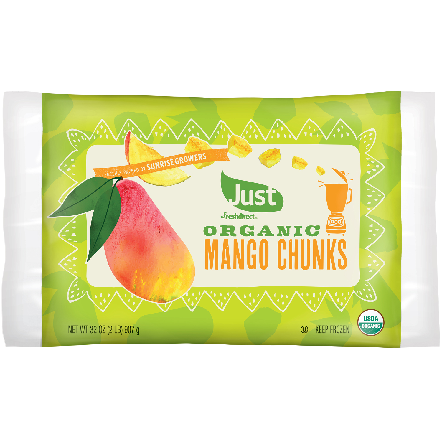 Just FreshDirect Organic Frozen Fruit, Mango Chunks