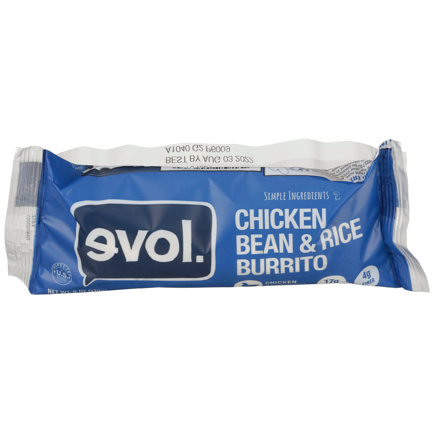 Evol Burrito, Chicken, Bean & Rice, Frozen