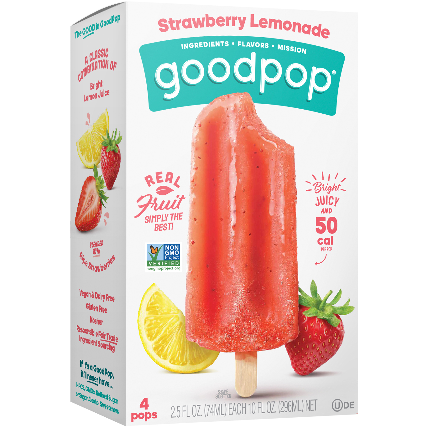 GoodPop Frozen Pops, Strawberry Lemonade