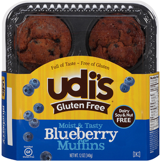 Udi's Gluten Free Muffins, Blueberry, Frozen