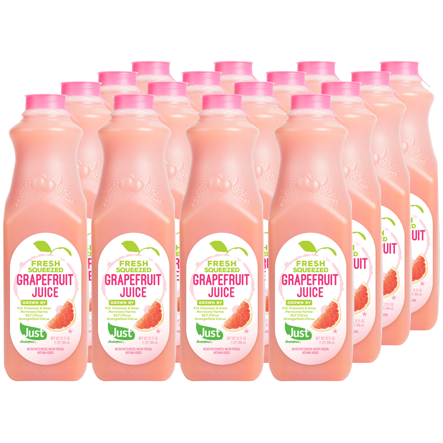 Just FreshDirect Fresh-Squeezed Grapefruit Juice, Plastic Bottles