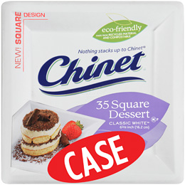Chinet Classic White Square Appetizer and Dessert Plates, Case