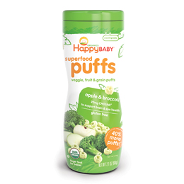 Happy Family Happy Baby Organic Puffs, Apple and Broccoli
