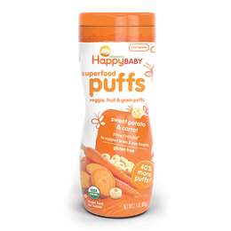 Happy Family Happy Baby Organic Gluten-Free Puffs, Sweet Potato and Carrot