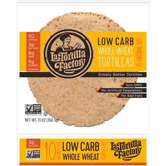 La Tortilla Factory Low Carb Whole Wheat Tortillas, Small