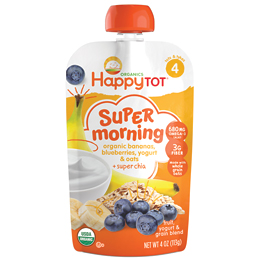 Happy Family Happy Tot Organic Morning Breakfast Blend, Banana, Blueberry, Yogurt and Oats
