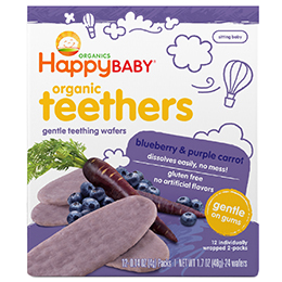 Happy Family Happy Baby Gentle Teethers, Organic Teething Wafers, Blueberry and Purple Carrot