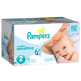 Pampers Swaddlers Sensitive Diapers, Size 2, 12-18lb