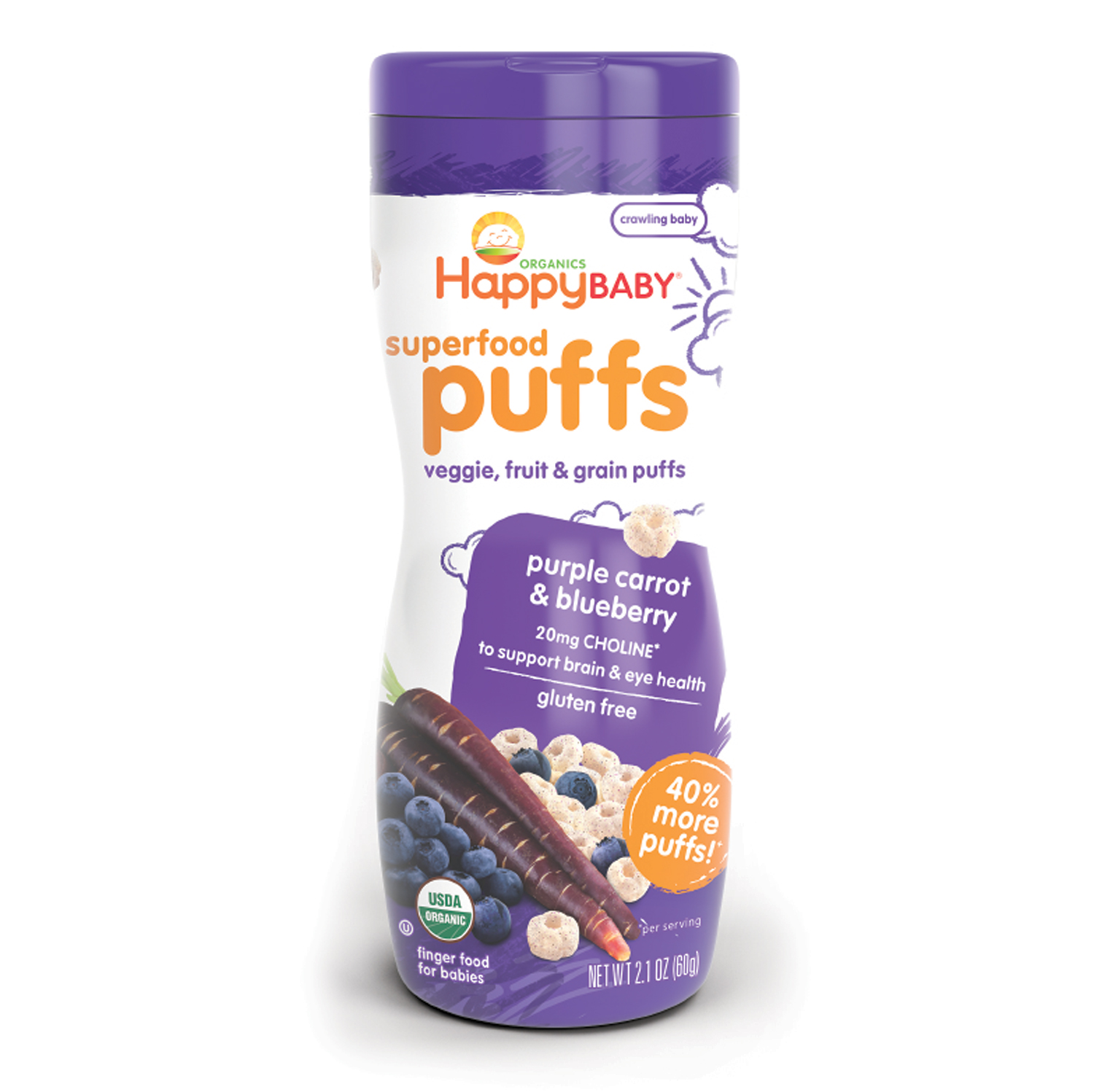 Happy Family Happy Baby Organic Puffs, Purple Carrot and Blueberry