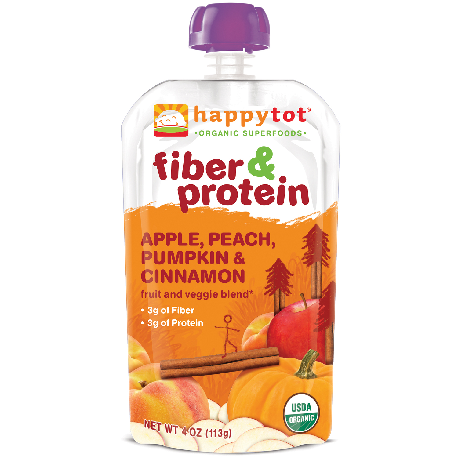 Happy Family Happy Tot Fiber and Protein, Organic Apple, Peach, Pumpkin, and Cinnamon