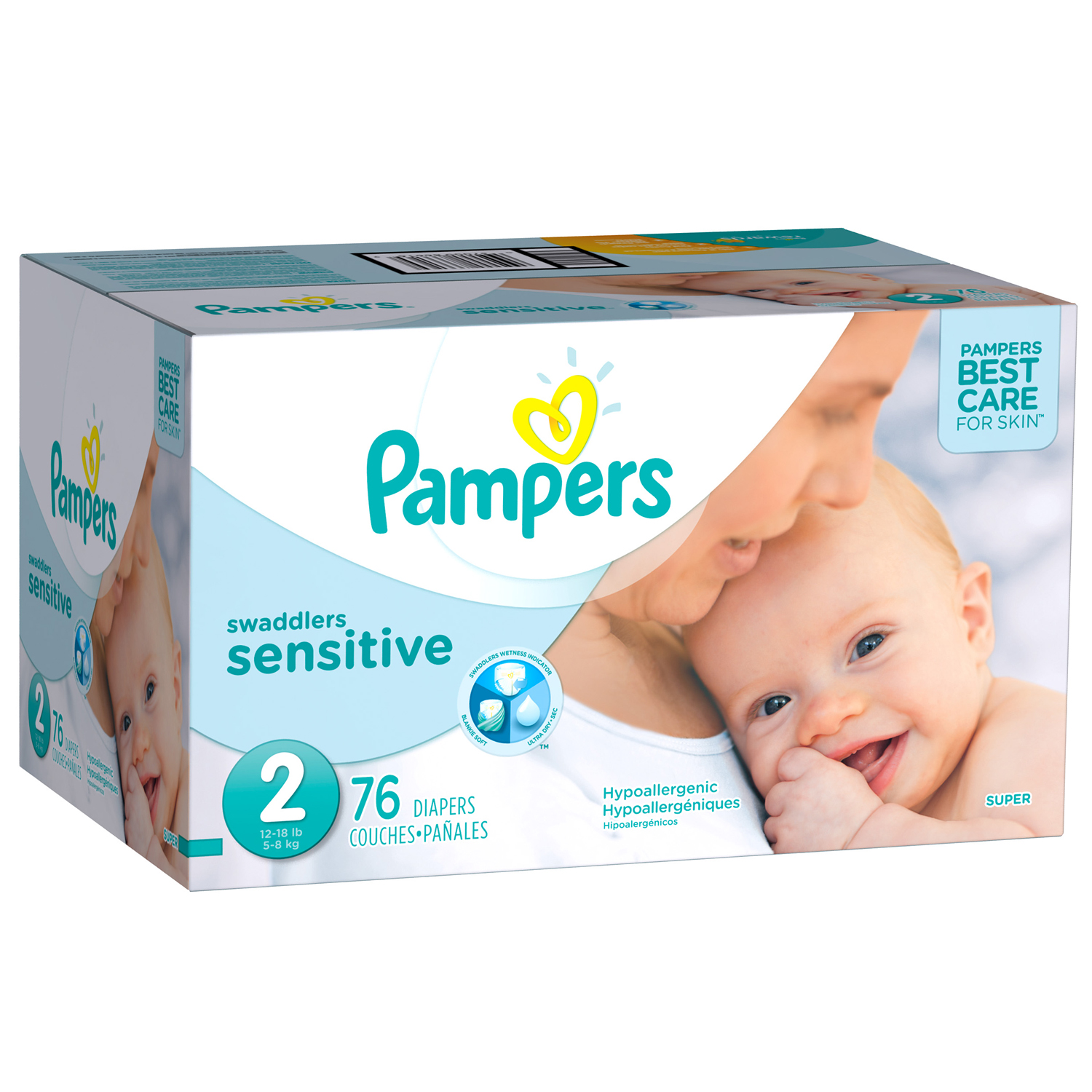 Pampers Swaddlers Sensitive Diapers, Size 2, 12-18lb