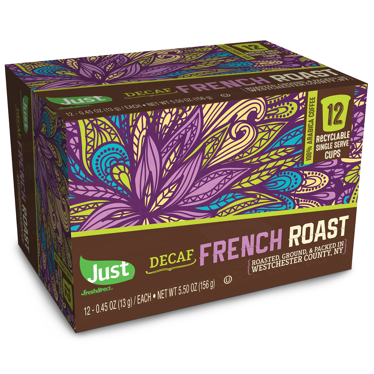 Just FreshDirect Locally Roasted Single Serve Coffee Pods, Decaf French Roast, image 1 of 2 slides