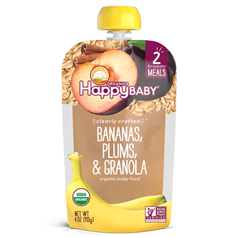 Happy Family Happy Baby Clearly Crafted Stage 2 Organic Baby Food, Bananas, Plums & Granola