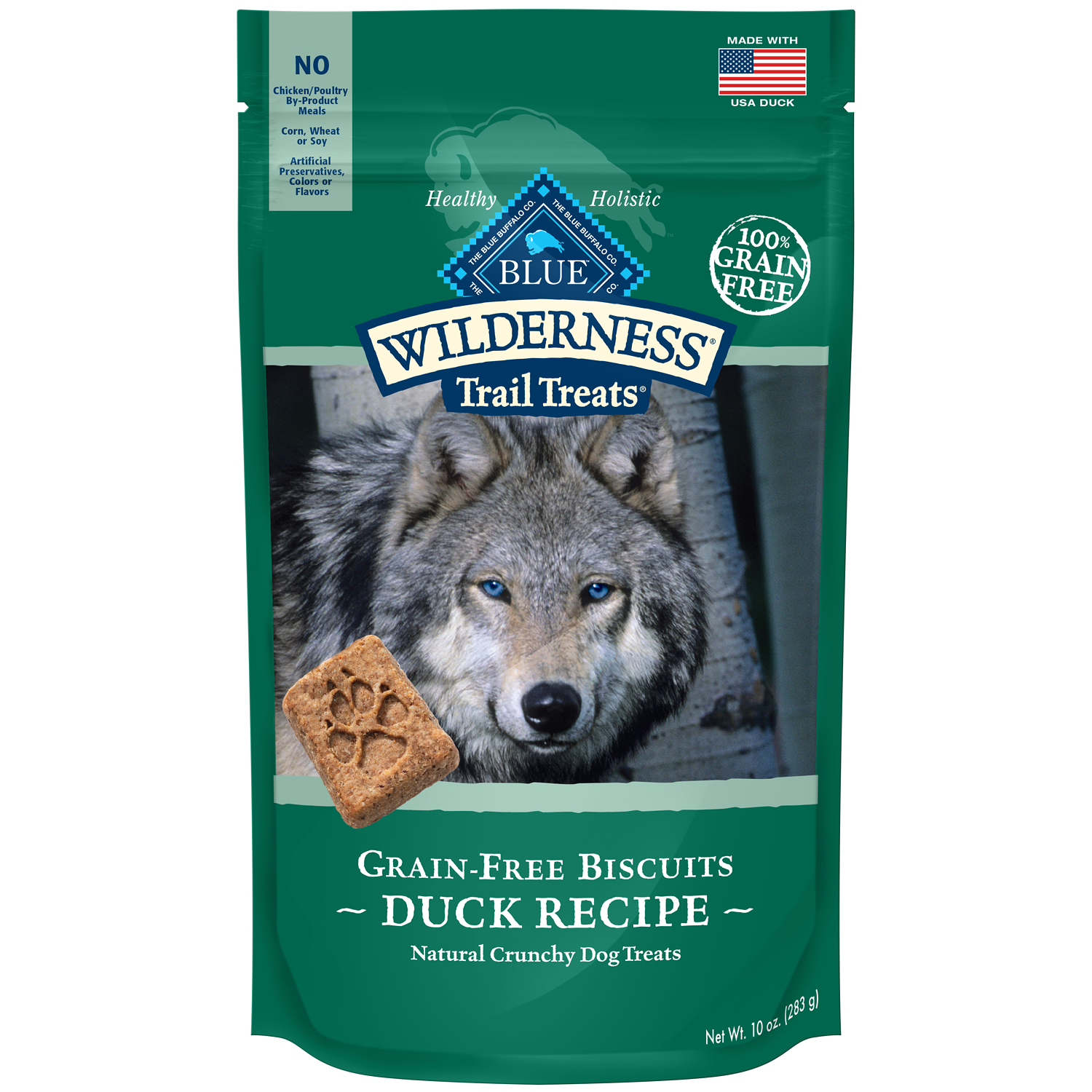 Blue Buffalo Wilderness Trail Treats High Protein Crunchy Dog Treats Biscuits, Duck Recipe