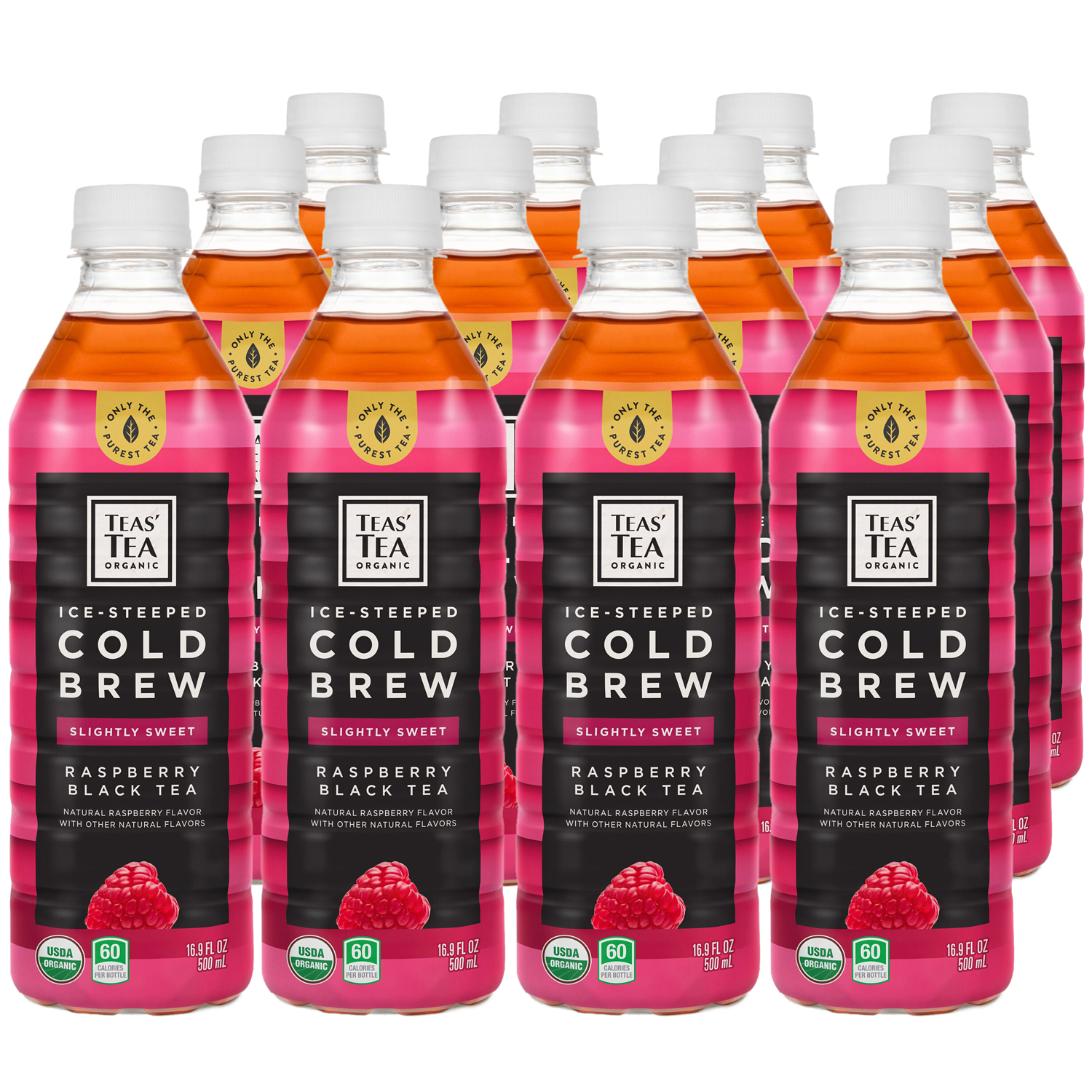 Ito En Teas' Tea Cold Brew Slightly Sweet Raspberry Black Tea, Plastic Bottles