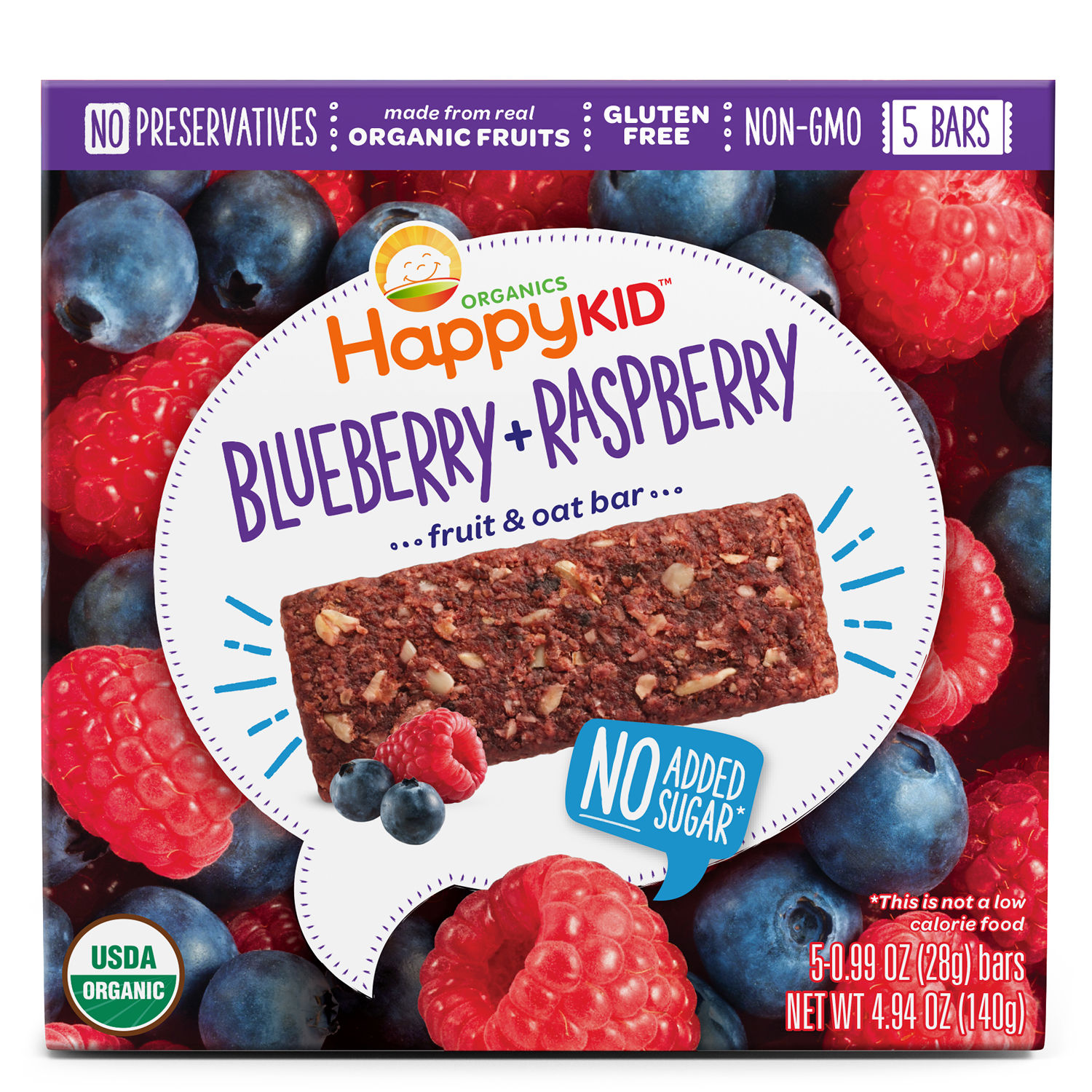 Happy Family Happy Kid Organic Fruit & Oat Bar, Blueberry + Raspberry