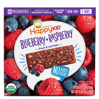 Happy Family Happy Kid Organic Fruit & Oat Bar, Blueberry + Raspberry