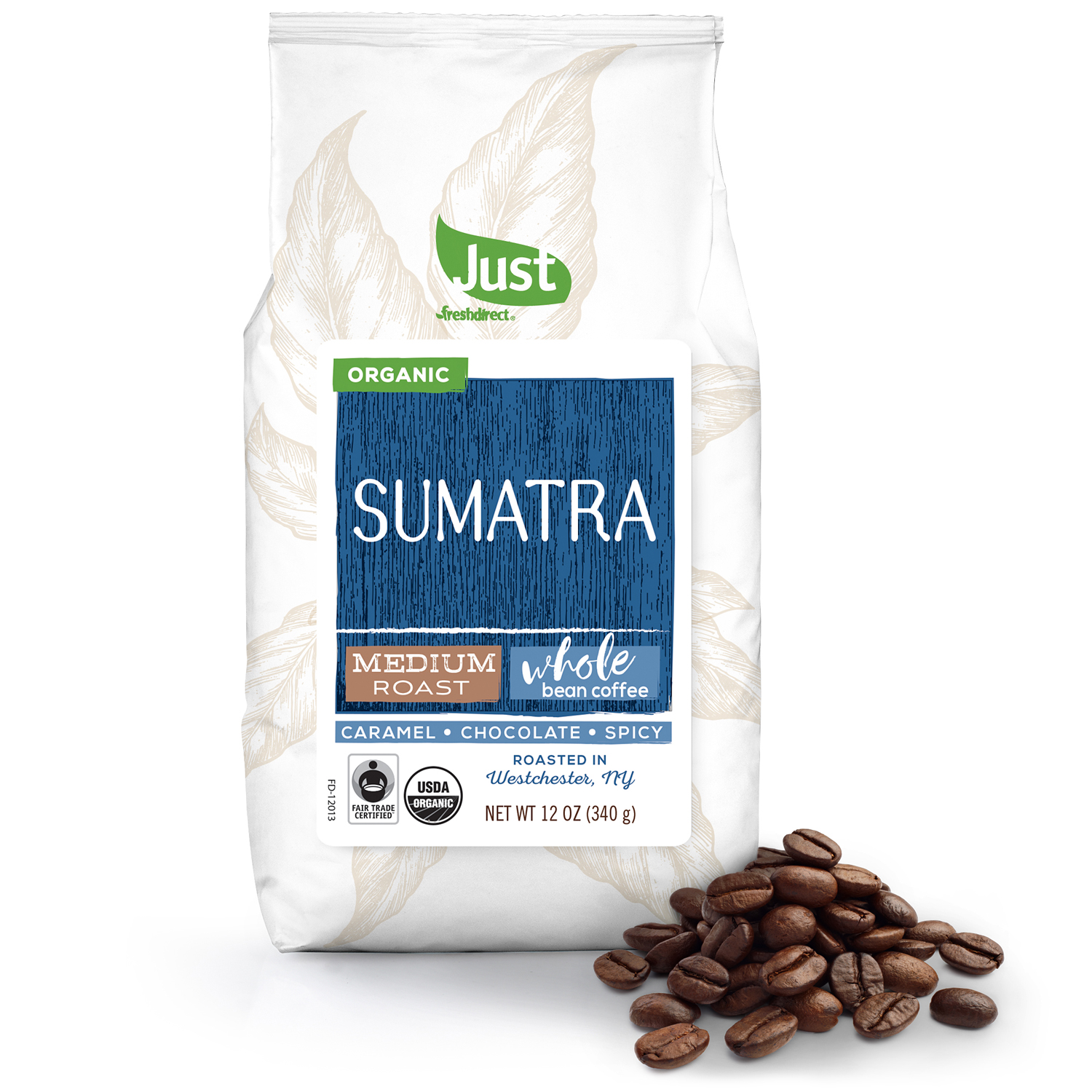 Just FreshDirect Fair Trade Organic Whole Bean Coffee, Sumatra, image 1 of 2 slides