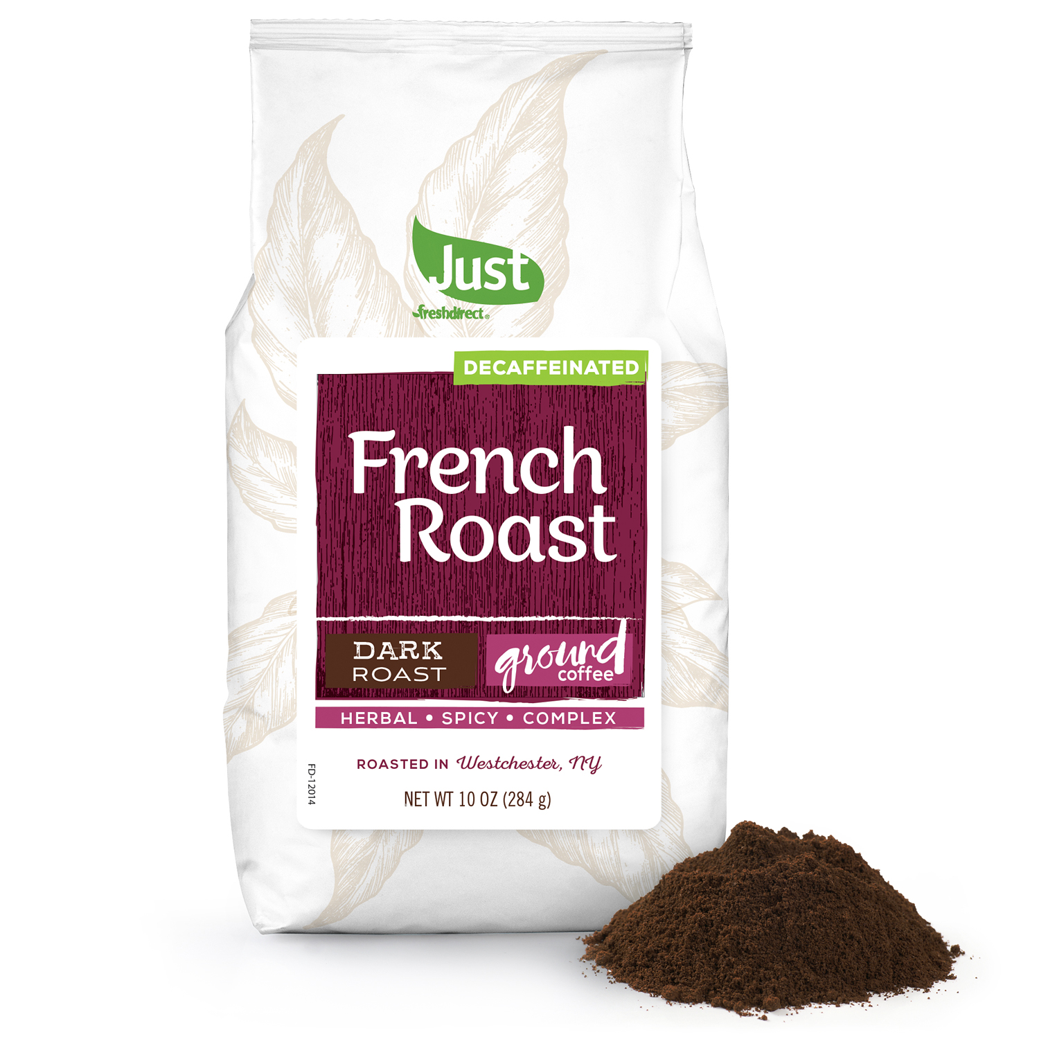 Just FreshDirect Decaffeinated Ground Coffee, French Roast , image 1 of 2 slides