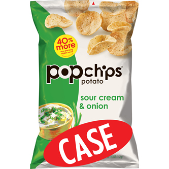 Popchips Potato Popped Chip Snack, Sour Cream and Onion, Case