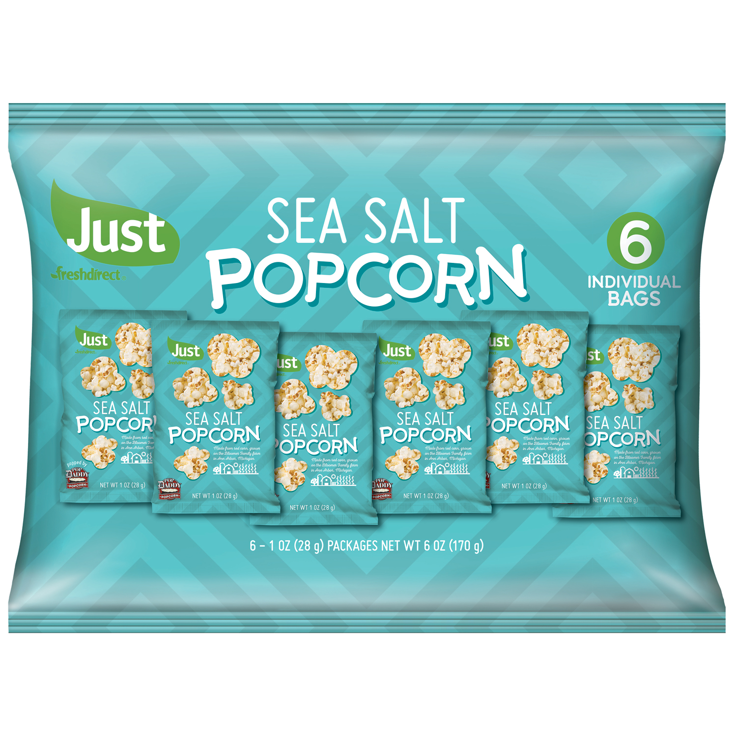 Just FreshDirect All-Natural Popcorn Packs, Sea Salt, image 1 of 2 slides