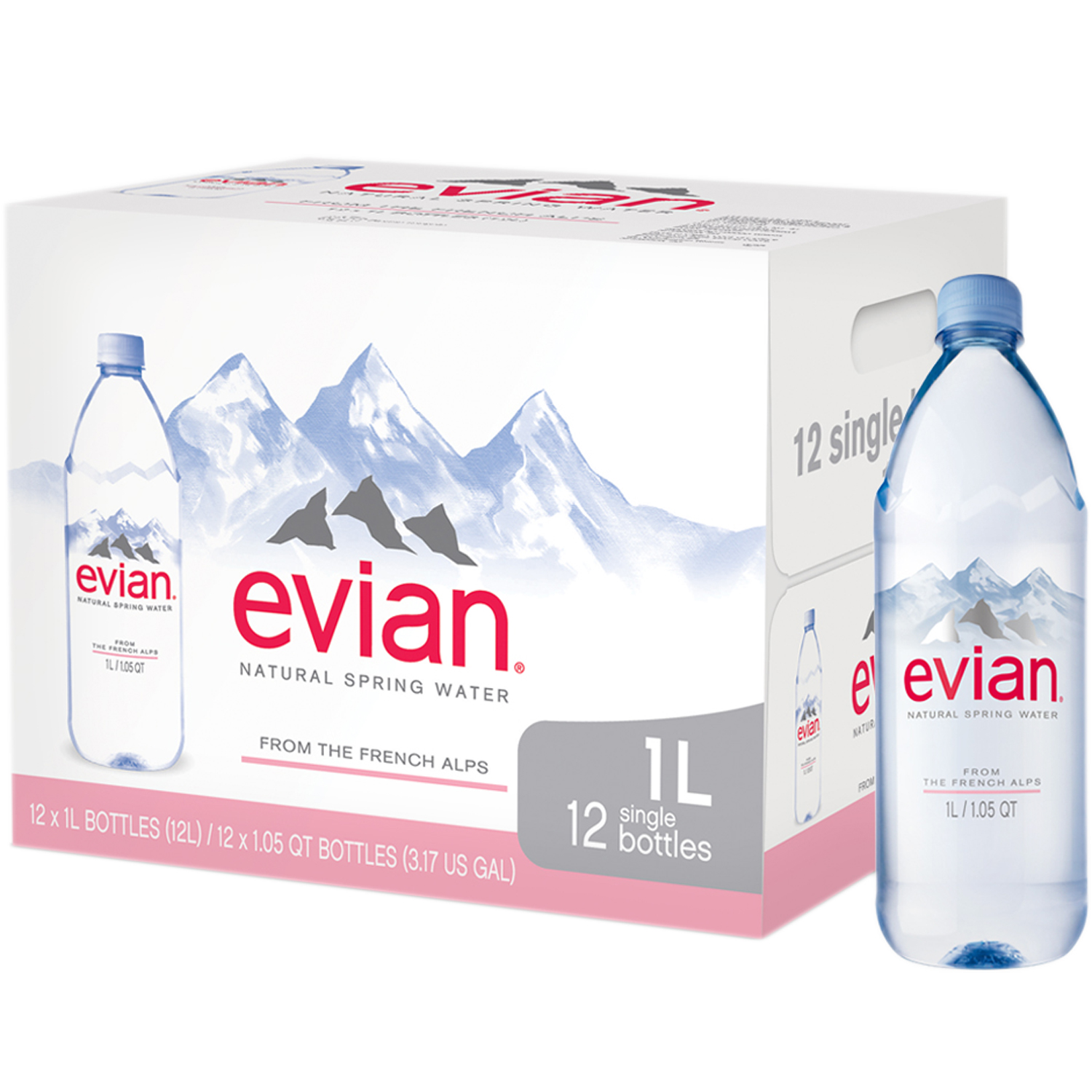 Evian Natural Spring Water, Plastic Bottles