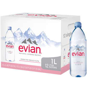 Evian Natural Spring Water, Plastic Bottles