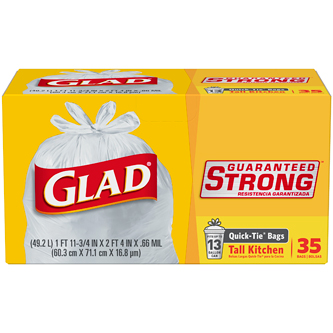 Glad Tall Quick-Tie Trash Bags, 13 Gallon