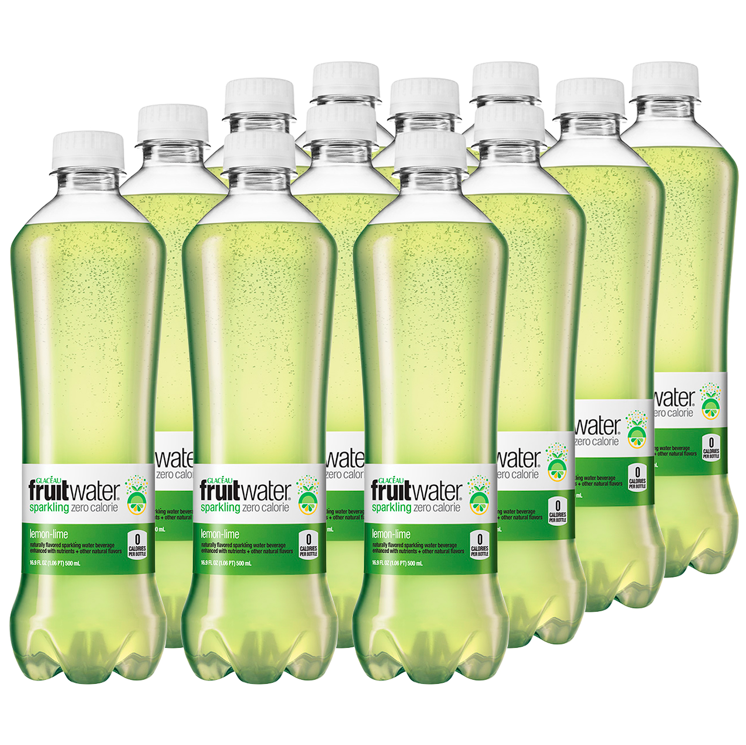 Glacéau Fruitwater Sparkling Zero Calorie, Lemon-Lime, Plastic Bottles